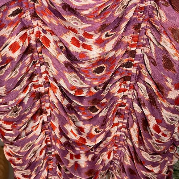 Zara Purple Ruched Printed Mini Dress XS - Picture 3 of 8